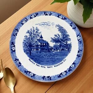 Wm Adams & Sons Souvineer Blue Transfer-ware Plate Mountain Park Hotel NH